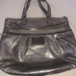Coach Poppy Glam metallic silver tote